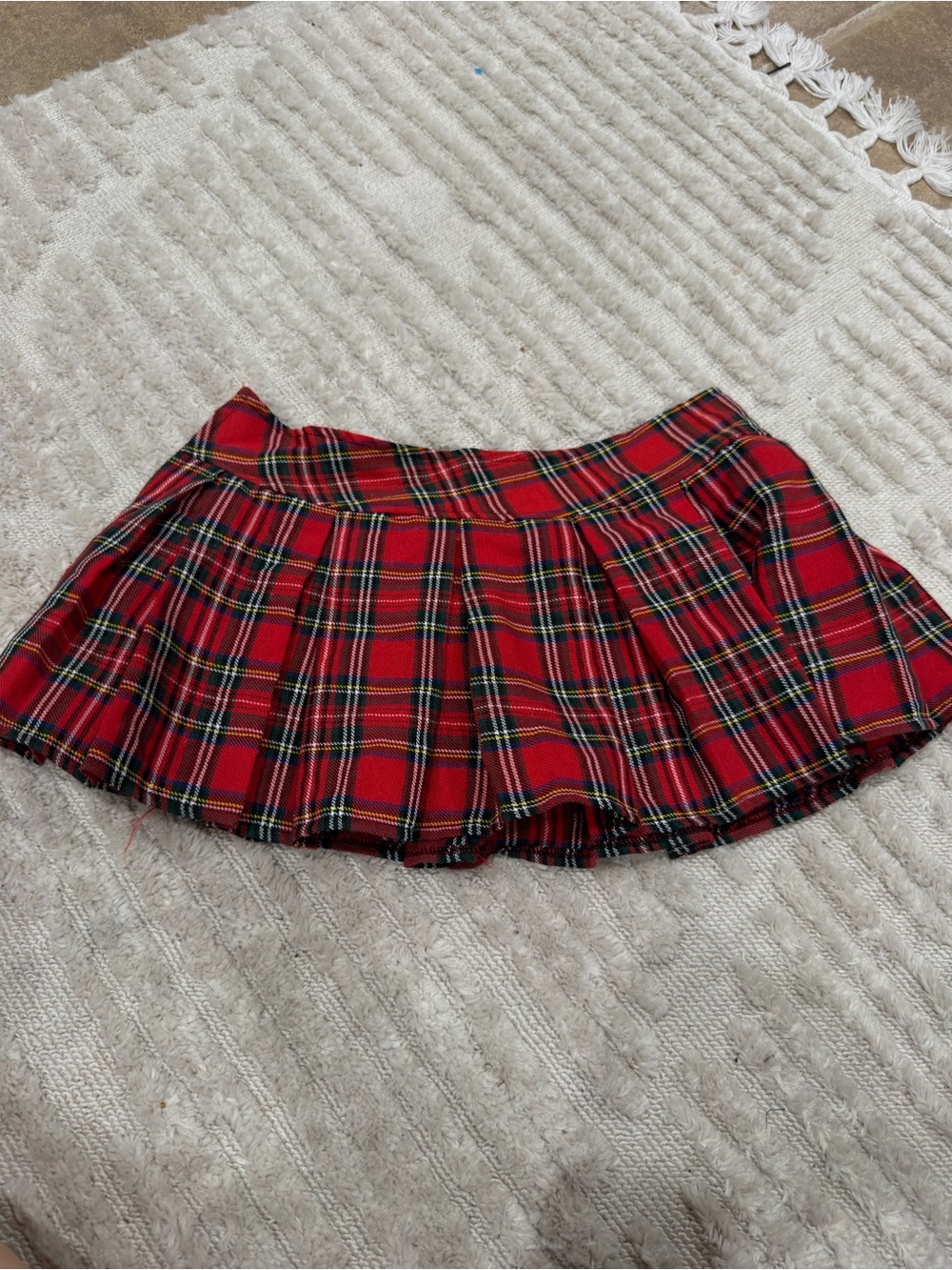 Red Plaid Pleated Mini Skirt - Brand Unknown